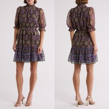 Eliza J Mock Neck Smocked Dress, Size 16 – NWT