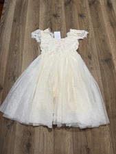 2Bunnies Dress, Youth Girls Size 6, Cream, Flower Girl Tulle Lace, A-line NWT