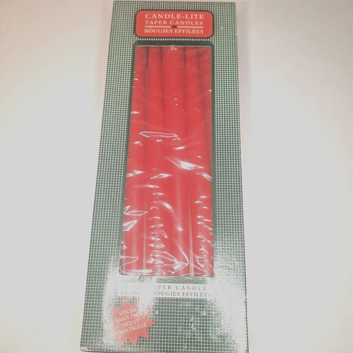 12 Vintage Candle-Lite 12” Taper Red Candles Christmas Holiday Decor Dinner USA  video thumbnail