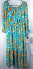 Sofia Jeans Caneel Bay Sheer Floral Midi Dress Wms XL Balloon Sleeves Smocked