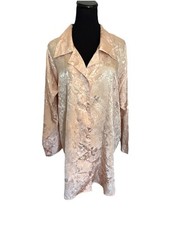 Vintage 1980 s Victorias Secret Gold Label Pink Champagne Sleep Shirt Floral P/S