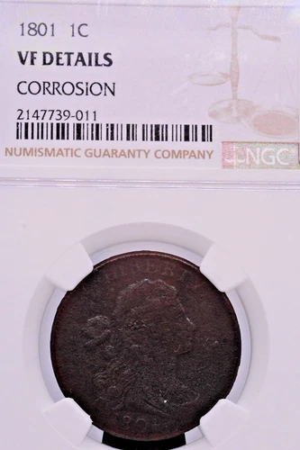 NGC VF! 1801 DRAPED BUST CENT