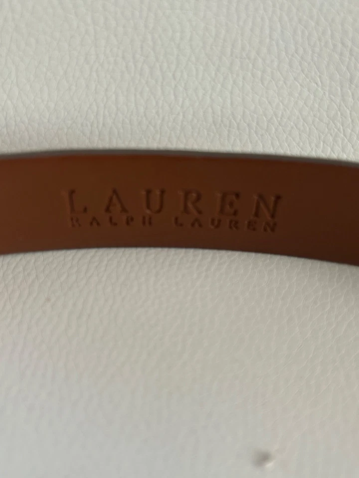 Cinturón de vestir informal Lauren Ralph Lauren para mujer de cuero genuino marfil de 1" talla mediana Foto 3 de 4