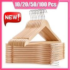 Wooden Hangers Pack of 10 20 50  100 Suit Hangers Premium Natural Finish