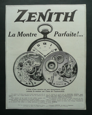 WERBUNG 1915 .. Zenith Uhr.. 36,5 x 27 cm..