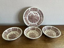 Alfred Meakin Staffordshire England FAIR WINDS Berry Fruit Bowls & Dessert Plate