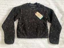 NWT Prana Sweatshirt Women XS POLAR ESCAPE Black Speckles Fuzzy Deep Pile Fleece