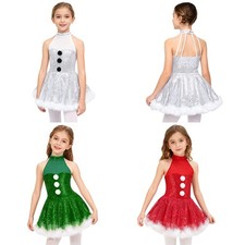 Kids Girls Christmas Santa Claus Cosplay Costume Ballet Dance Dress Dancewear