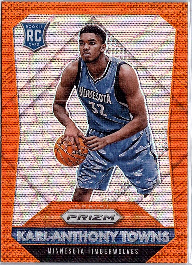 2015-16 Panini Prizm #328 Karl-Anthony Towns Orange Wave Prizms