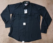 FLYING CROSS 07W84Z MEN 17.5 x 38/39 LONG SLEEVE JUSTICE ZIPPER SHIRT DARK NAVY