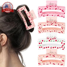 4Pcs Cherry Hair Claw Clips for Women Girls - Bow Fruit Cute Rectangle N