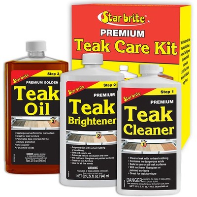 Star brite Premium Teak Care Kit - Step 1, Step 2, & Step 3 - 32 oz