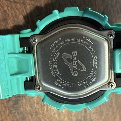 Casio Baby-G BA-111 Turquoise Sport Watch Shock Resistant 100M