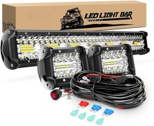 Led Light Bar 20inch 420w Triple Row 2x 4 60w Spot Flood With Wiring Kits