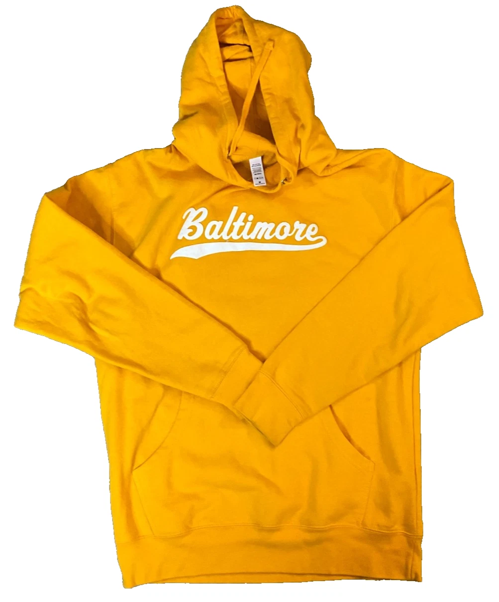 Baltimore Hoodie Men's Yellow Long Sleeve Casual Classic Fit Medium - Free Ship