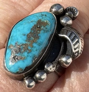 Native American  Turquoise Ring  Tom  Willeto  Sz8