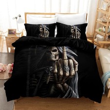 Skull Bedding Duvet Cover Set Soft Microfiber Gothic Bedding Set Skull Pattern 