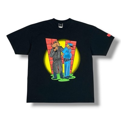 HUF Unlawful T-Shirt Herren Gr. XL Schwarz Cartoon Polizei Kriminal Grafik Sk...