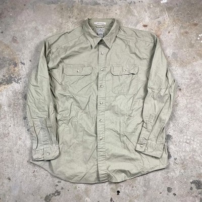 L.L. Bean Men's XL Green Cotton Button-Up Shirt Pockets