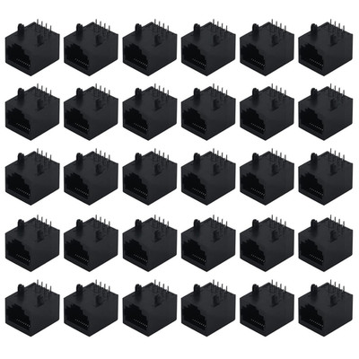 30pcs RJ45 Modular Jack 8P8C 8 Pins PCB Mount Telephone Connector