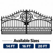 Dual Swing Steel Driveway Gate Heavy Duty Ornamental Iron Gate European Style