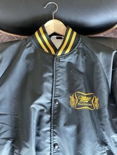 Vintage US Army Bomber Jacket Mens XL Black Gold Satin Snap Made in USA*