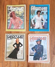 LOT OF 4 - FABRIZAAR SEWING FABRIC MAGAZINE SAMPLE SWATCHES  VTG FASHION 1974