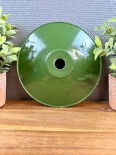 Ancien abat-jour d’atelier industrielle en tôle émaillée verte –  733012