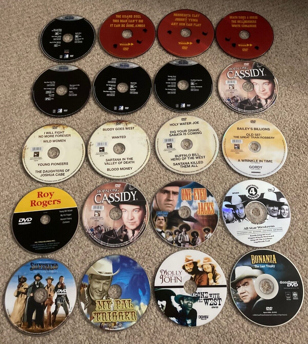 ⭐ 20 DVD LOT ⭐ Assorted WESTERN MOVIES - discs only - ((SEE PICS