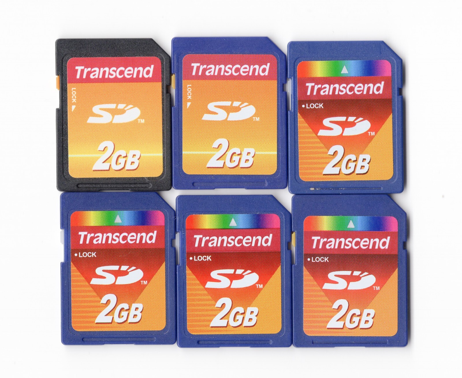 Lot Of 6x Transcend 2GB SD Camera Memory Cards