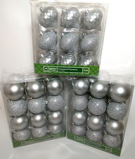 Holiday Time 66 Silver Shatterproof Christmas Ornaments Glitter and Matte