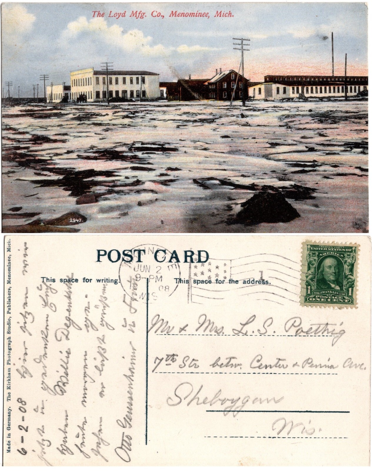 1908 PC Showing The Lloyd Manufacturing Company In Winter At Menominee Michigan eBay