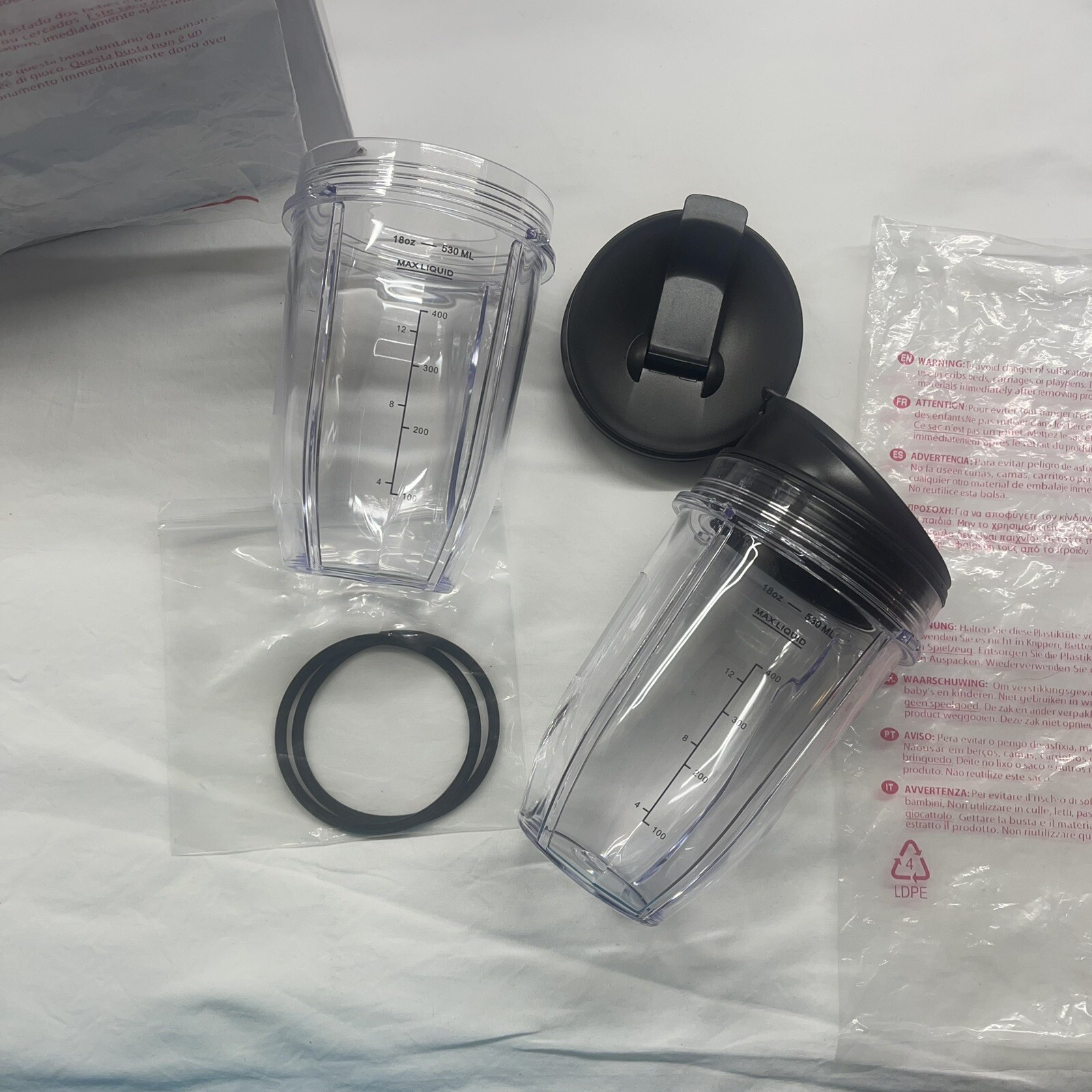 2 Pcs 18Oz Replacement Ninja Blender Cups with Lid for Ninja