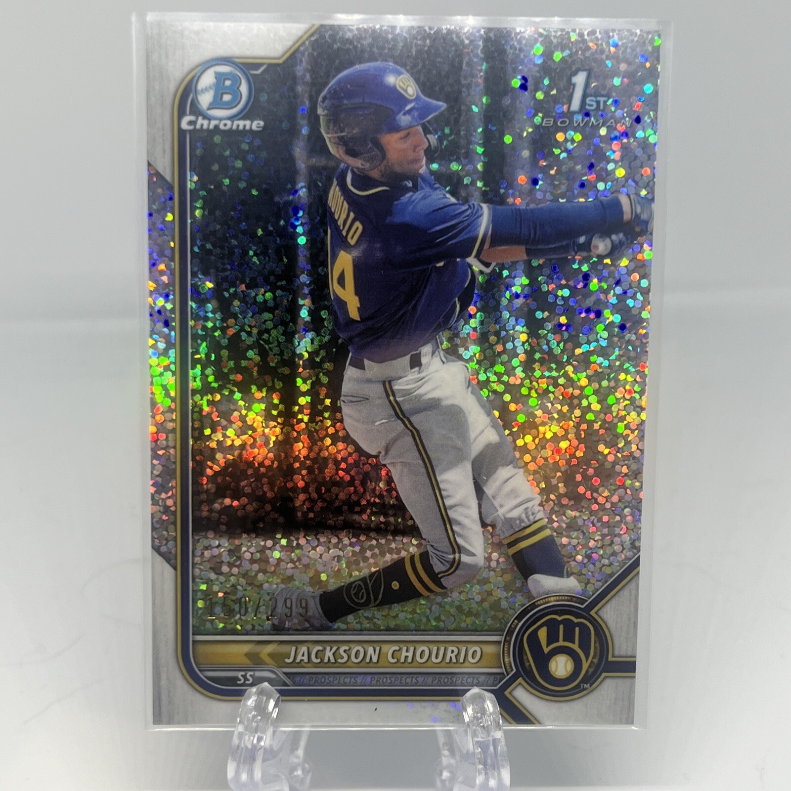 2022 Bowman Chrome Jackson Chourio Speckle Refractor 1st Bowman RC /299 #BCP-79