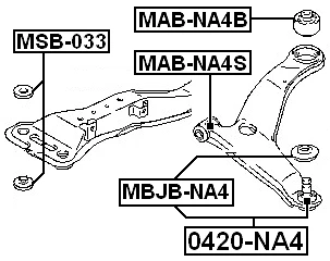 Brazo inferior delantero para rótula para Mitsubishi Grandis FEBEST 0420-NA4 OEM MR594325 Foto 2 de 3