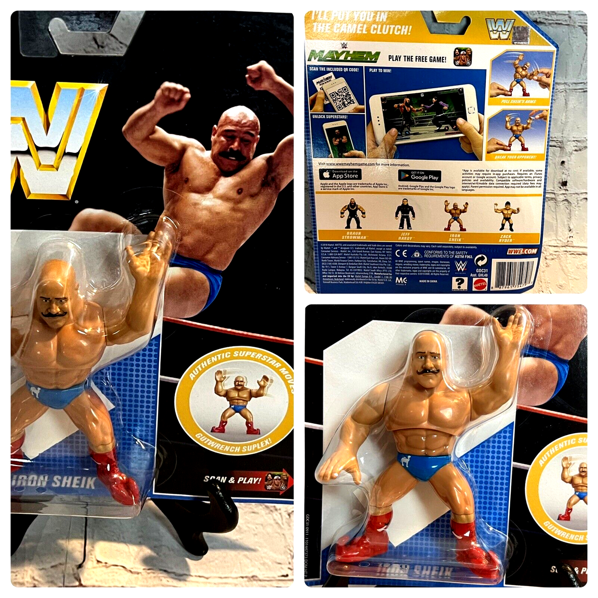 WWE Mayhem Scan & Play Series Iron Sheik Action Figure WWF