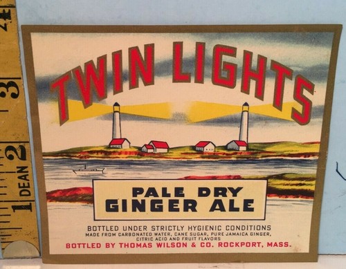 Vintage Twin Lights Pale Dry Ginger Ale Label Thomas Wilson & Sons Co. 