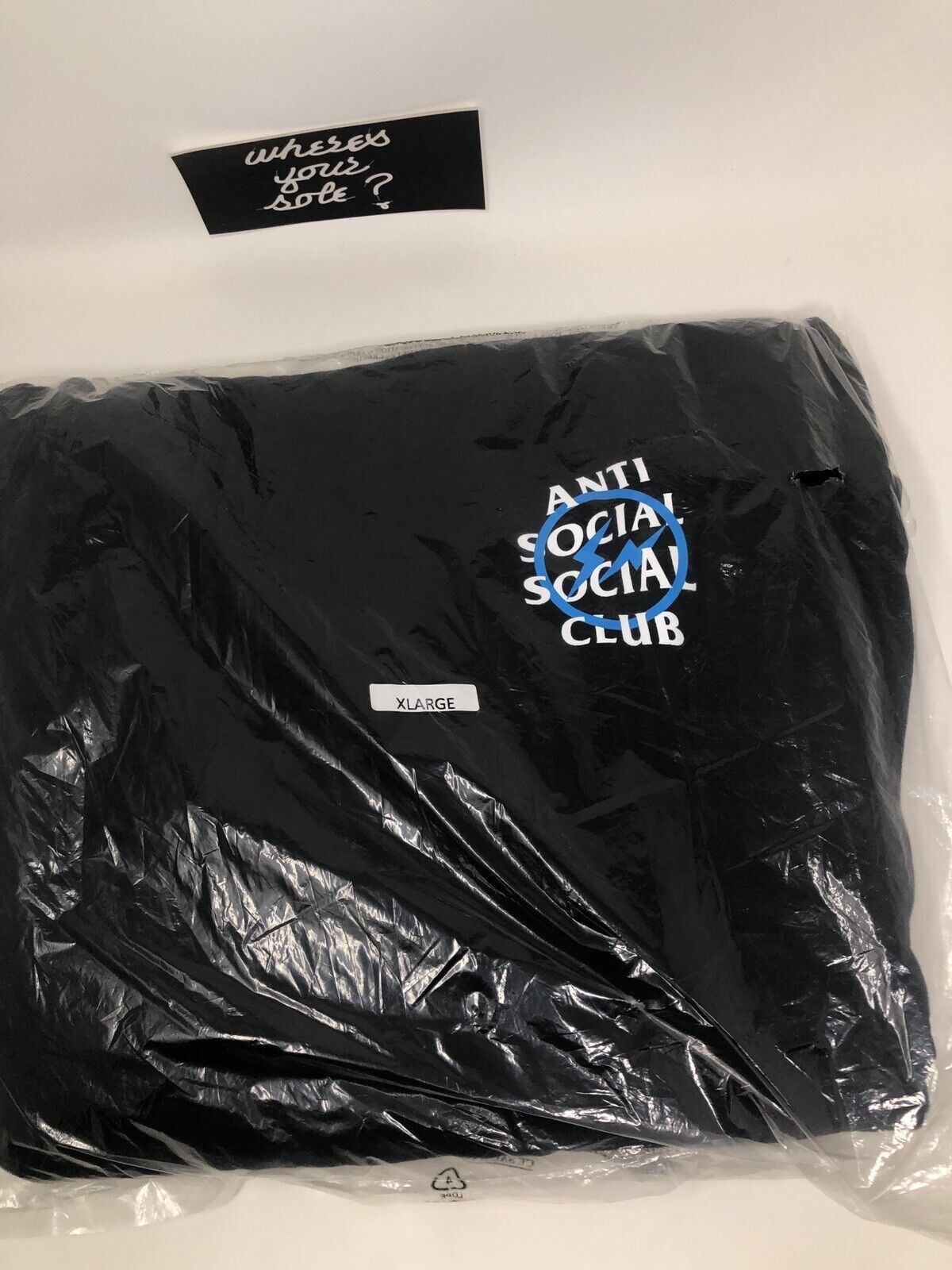 Anti Social Social Club Fragment Blue Bolt hoodie size XL Extra Large ASSC  New