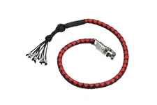 36 Inches Long Black/Red Leather Hand-Braided Biker Skulls Get Back Whip