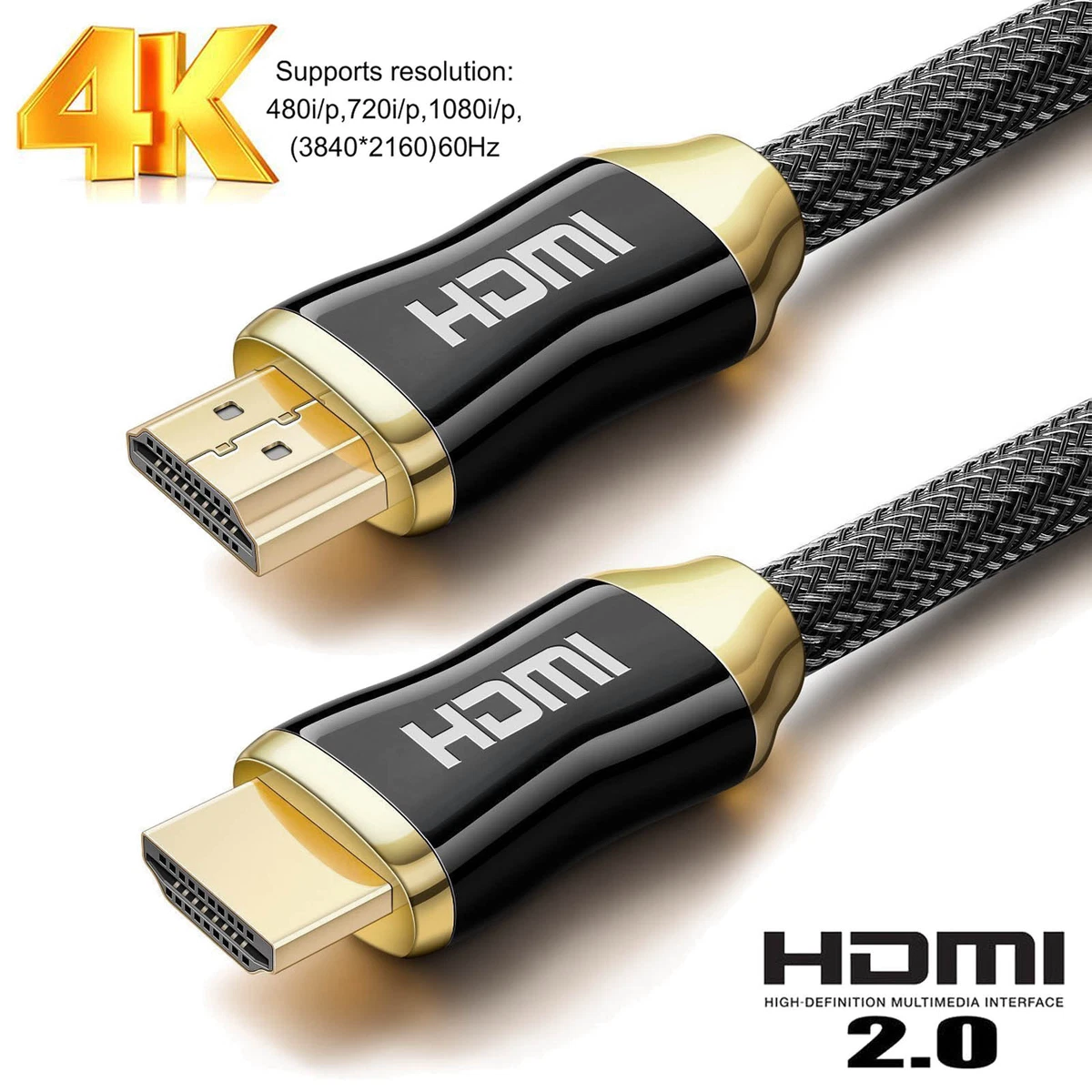 HDMI 2.0 Cable 2M 4K 60hz 4 4 4 1080p 240hz 2160p 3D 120hz HDCP 2.2 ARC  26/28AWG