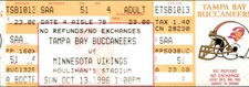Full Ticket Vikings vs Tampa Bay Buccaneers 10/13/96 HOF Tony Dungy 1st NFL Win