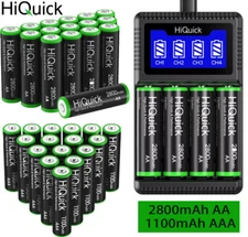 AA AAA Rechargeable Batteries 2800mAh/1100mAh 1.2V NiMH Battery / Charger lot