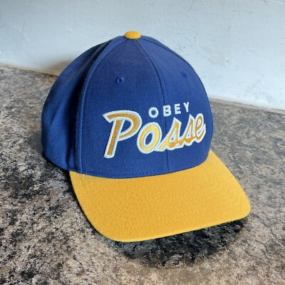 OBEY Posse Snapback Adjustable Sportswear Cap Mütze blau gelb grün innen