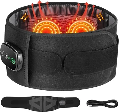 AFDEAL Electric Infrared Heating Vibration Lumbar Lower Back Massage Belt Pain Relief