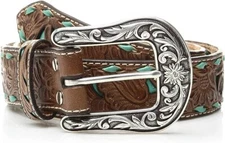 Nocona Belt Co. Women's Turquoise Buck Belt with Two Buckles Pre-Owned Size S
