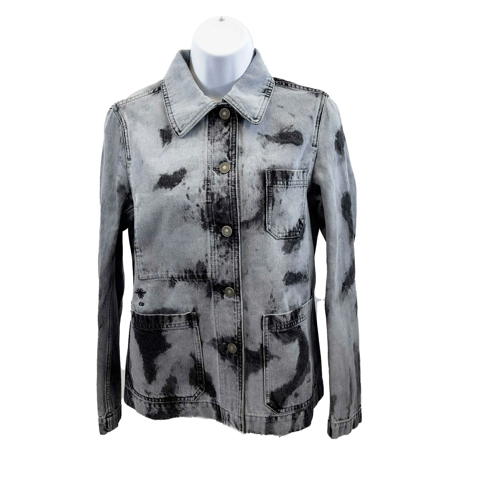 Christian Dior SS 2020 Giacca Denim Sbiancato Blu Nero S 34 US 2 Nuova con etichette