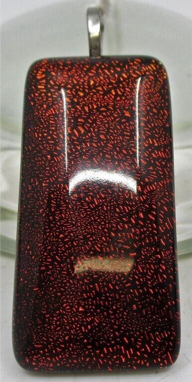 Base Chakra Vintage Rectangular Red Flake Glass P… - image 1