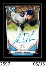 1-2014 BOWMAN CHROME BLACK WAVE REFRACTOR AUTO AUSTIN DeCARR YANKEES 05/15