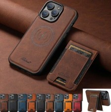 Men Magnetic Card Removable Leather Wallet Phone Back Case For Google/Samsung