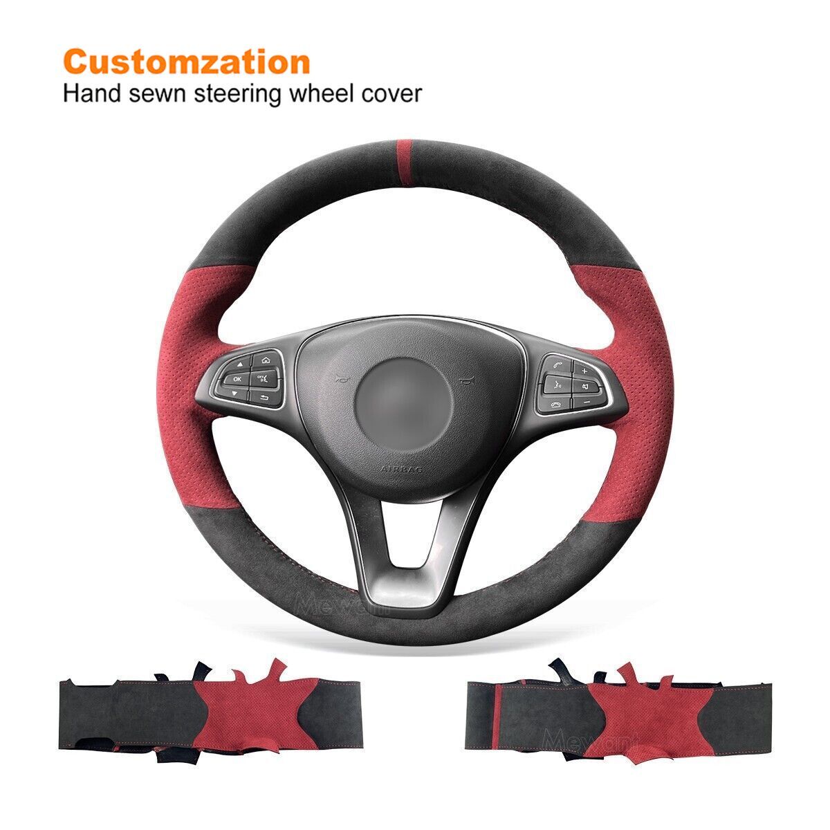 Hand-sewn Alcantara Steering Wheel Wrap for Benz W205 C117 C218 W213 X156 X253